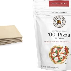 76176 Pizza Grill Stone Tiles, Set Of 4 & King Arthur 00 Pizza Flour, Non-Gmo Project Verified, 100% American Grown Wheat, 3Lb
